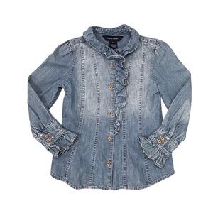 🆕 Vintage Ralph Lauren Denim Ruffle Top